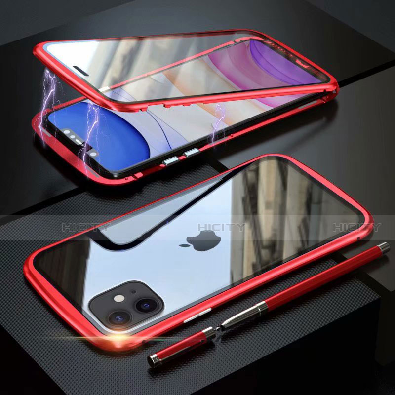 Coque Rebord Bumper Luxe Aluminum Metal Miroir 360 Degres Housse Etui Aimant M07 pour Apple iPhone 11 Plus