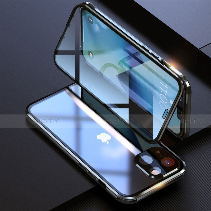 Coque Rebord Bumper Luxe Aluminum Metal Miroir 360 Degres Housse Etui Aimant M08 pour Apple iPhone 13 Mini Plus