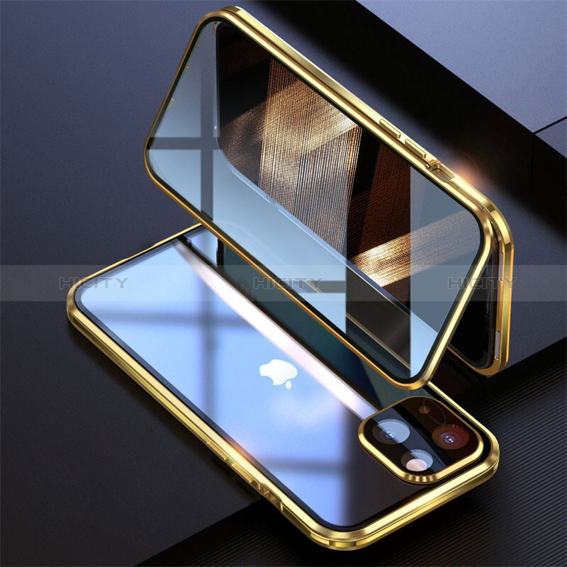 Coque Rebord Bumper Luxe Aluminum Metal Miroir 360 Degres Housse Etui Aimant M08 pour Apple iPhone 15 Plus Plus