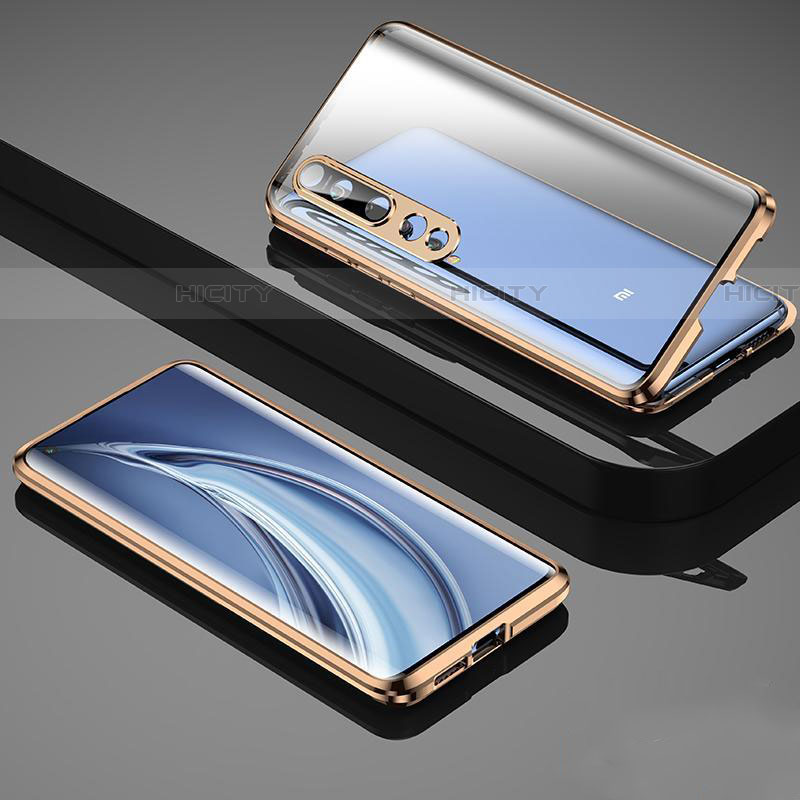 Coque Rebord Bumper Luxe Aluminum Metal Miroir 360 Degres Housse Etui Aimant M08 pour Xiaomi Mi 10 Or Plus