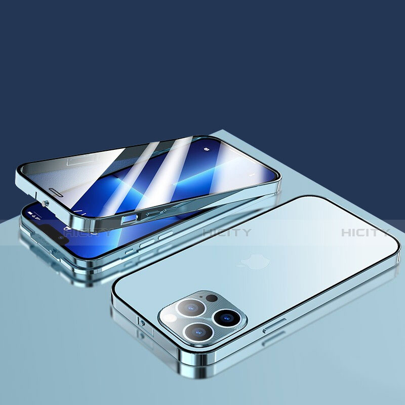 Coque Rebord Bumper Luxe Aluminum Metal Miroir 360 Degres Housse Etui Aimant M10 pour Apple iPhone 13 Pro Plus