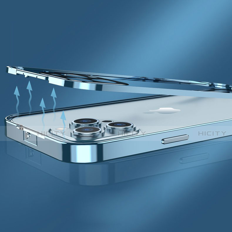 Coque Rebord Bumper Luxe Aluminum Metal Miroir 360 Degres Housse Etui Aimant M10 pour Apple iPhone 13 Pro Plus