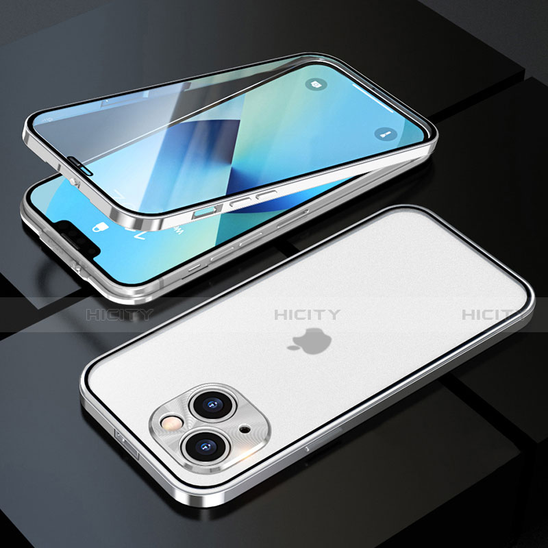 Coque Rebord Bumper Luxe Aluminum Metal Miroir 360 Degres Housse Etui Aimant M10 pour Apple iPhone 14 Plus