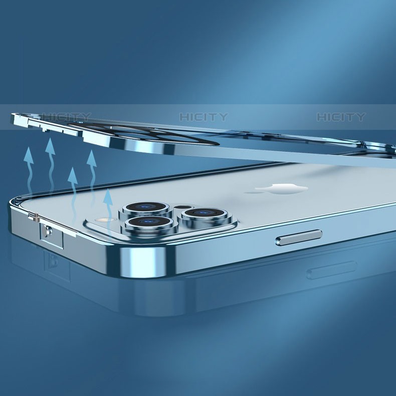 Coque Rebord Bumper Luxe Aluminum Metal Miroir 360 Degres Housse Etui Aimant M10 pour Apple iPhone 15 Pro Plus