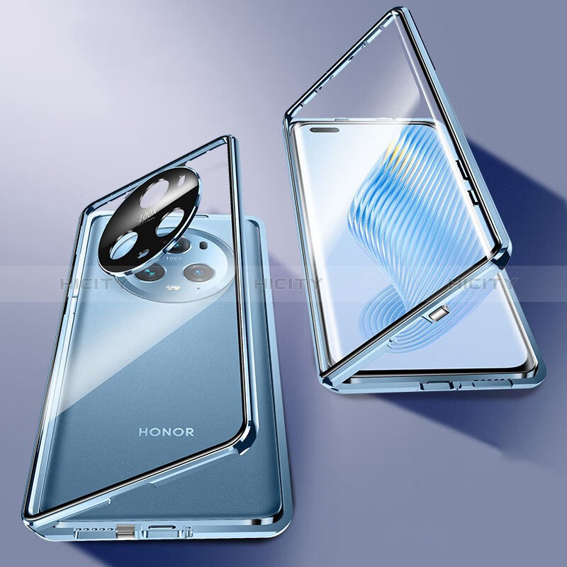 Coque Rebord Bumper Luxe Aluminum Metal Miroir 360 Degres Housse Etui Aimant P01 pour Huawei Honor Magic5 Pro 5G Plus