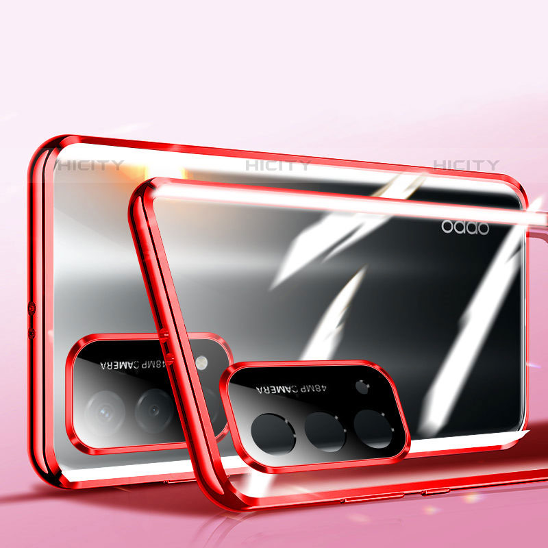 Coque Rebord Bumper Luxe Aluminum Metal Miroir 360 Degres Housse Etui Aimant P01 pour OnePlus Nord N200 5G Rouge Plus