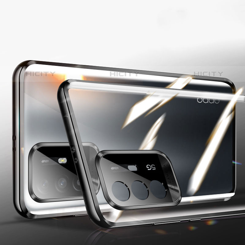 Coque Rebord Bumper Luxe Aluminum Metal Miroir 360 Degres Housse Etui Aimant P01 pour Oppo F19 Pro+ Plus 5G Plus
