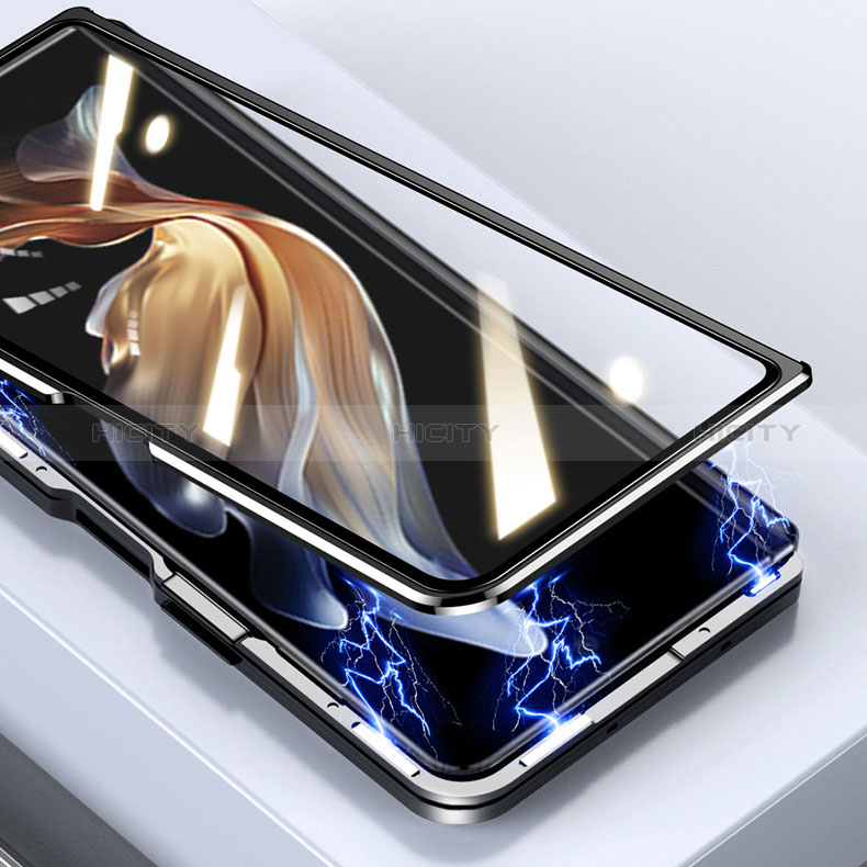 Coque Rebord Bumper Luxe Aluminum Metal Miroir 360 Degres Housse Etui Aimant P01 pour Samsung Galaxy Z Fold3 5G Plus