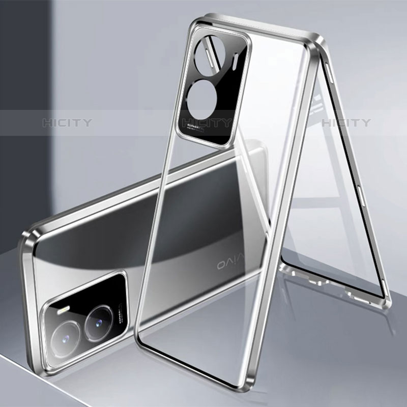 Coque Rebord Bumper Luxe Aluminum Metal Miroir 360 Degres Housse Etui Aimant P01 pour Vivo iQOO Z7 5G Plus