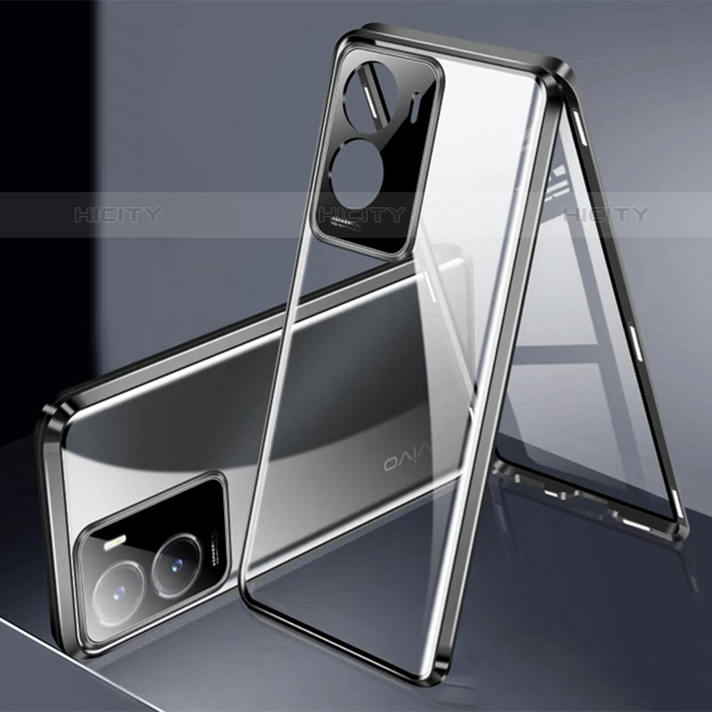 Coque Rebord Bumper Luxe Aluminum Metal Miroir 360 Degres Housse Etui Aimant P01 pour Vivo iQOO Z7x 5G Plus
