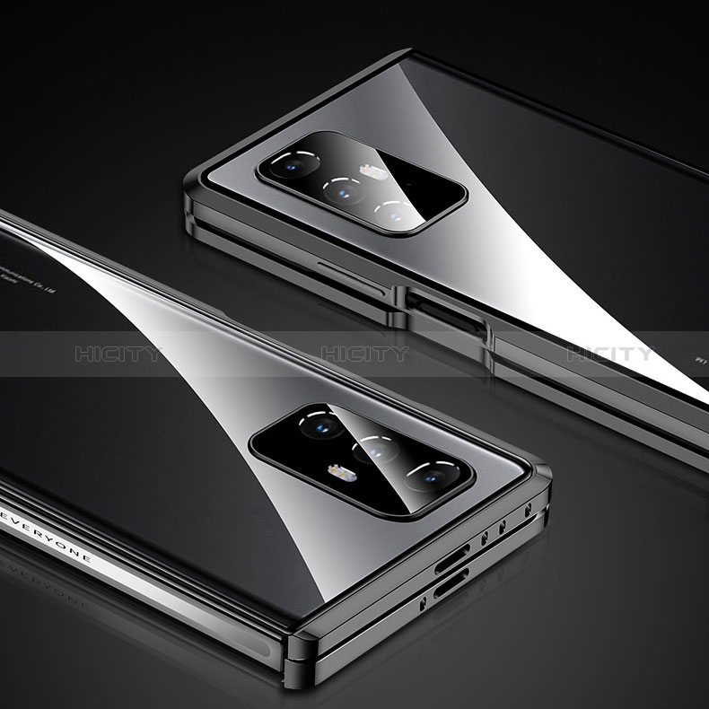 Coque Rebord Bumper Luxe Aluminum Metal Miroir 360 Degres Housse Etui Aimant P01 pour Xiaomi Mix Fold 5G Noir Plus