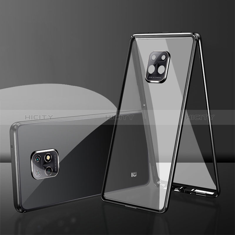 Coque Rebord Bumper Luxe Aluminum Metal Miroir 360 Degres Housse Etui Aimant P01 pour Xiaomi Redmi 10X 5G Noir Plus