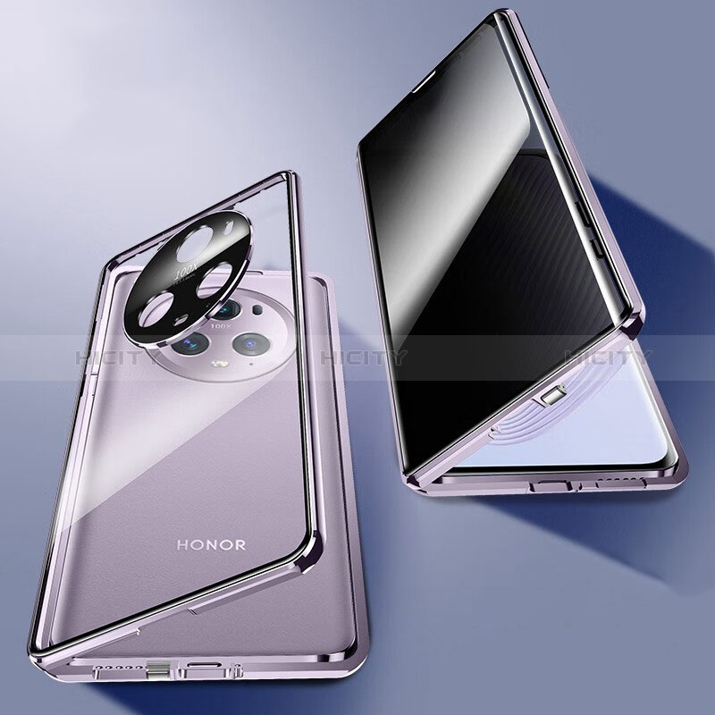 Coque Rebord Bumper Luxe Aluminum Metal Miroir 360 Degres Housse Etui Aimant P02 pour Huawei Honor Magic5 Pro 5G Plus