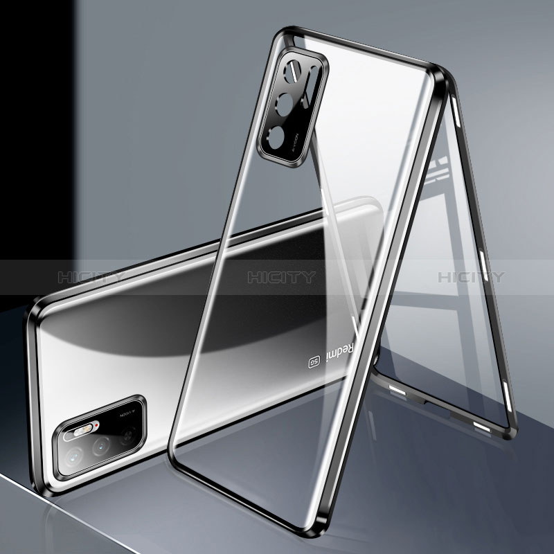 Coque Rebord Bumper Luxe Aluminum Metal Miroir 360 Degres Housse Etui Aimant P02 pour Xiaomi Redmi Note 10 5G Noir Plus