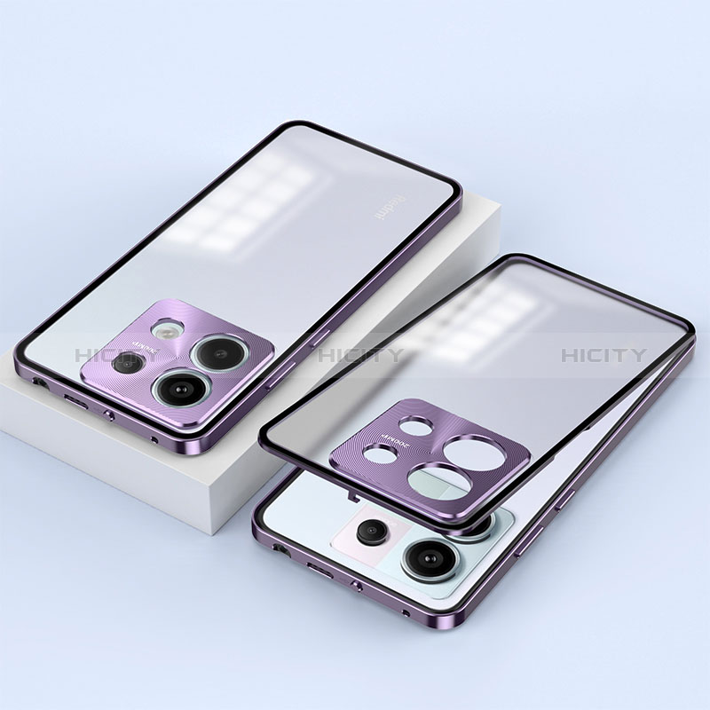 Coque Rebord Bumper Luxe Aluminum Metal Miroir 360 Degres Housse Etui Aimant P02 pour Xiaomi Redmi Note 13 Pro 5G Violet Plus