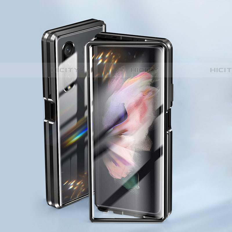 Coque Rebord Bumper Luxe Aluminum Metal Miroir 360 Degres Housse Etui Aimant P03 pour Samsung Galaxy Z Fold4 5G Plus