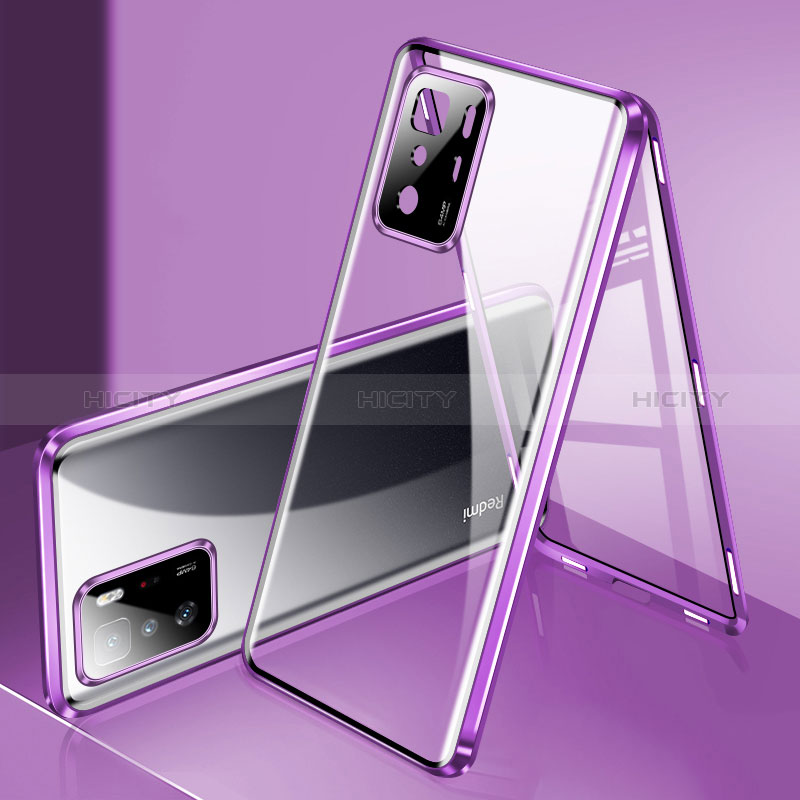 Coque Rebord Bumper Luxe Aluminum Metal Miroir 360 Degres Housse Etui Aimant P03 pour Xiaomi Poco X3 GT 5G Violet Plus