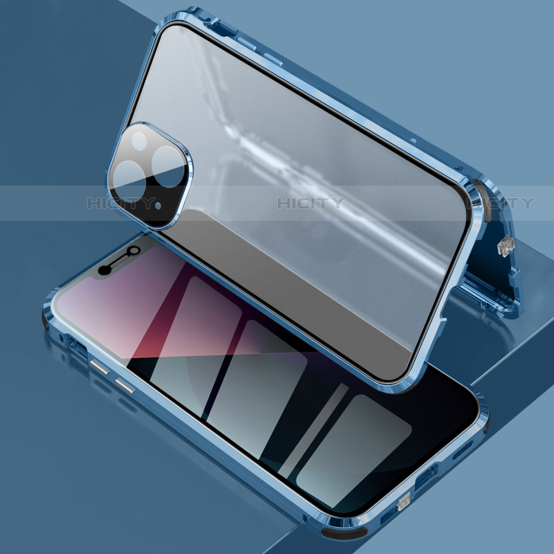 Coque Rebord Bumper Luxe Aluminum Metal Miroir 360 Degres Housse Etui Aimant pour Apple iPhone 13 Mini Plus