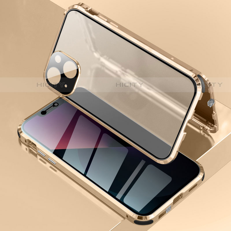 Coque Rebord Bumper Luxe Aluminum Metal Miroir 360 Degres Housse Etui Aimant pour Apple iPhone 13 Mini Plus