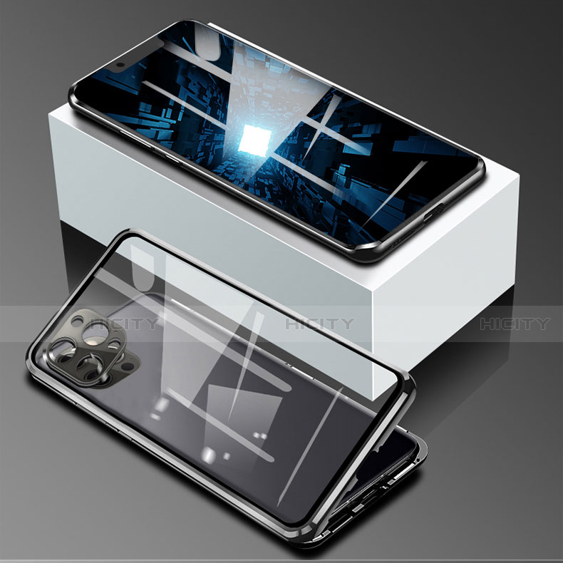 Coque Rebord Bumper Luxe Aluminum Metal Miroir 360 Degres Housse Etui Aimant pour Apple iPhone 13 Pro Max Plus