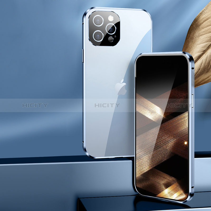 Coque Rebord Bumper Luxe Aluminum Metal Miroir 360 Degres Housse Etui Aimant pour Apple iPhone 14 Pro Plus