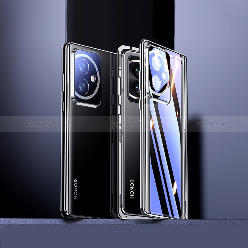 Coque Rebord Bumper Luxe Aluminum Metal Miroir 360 Degres Housse Etui Aimant pour Huawei Honor 100 5G Noir Plus