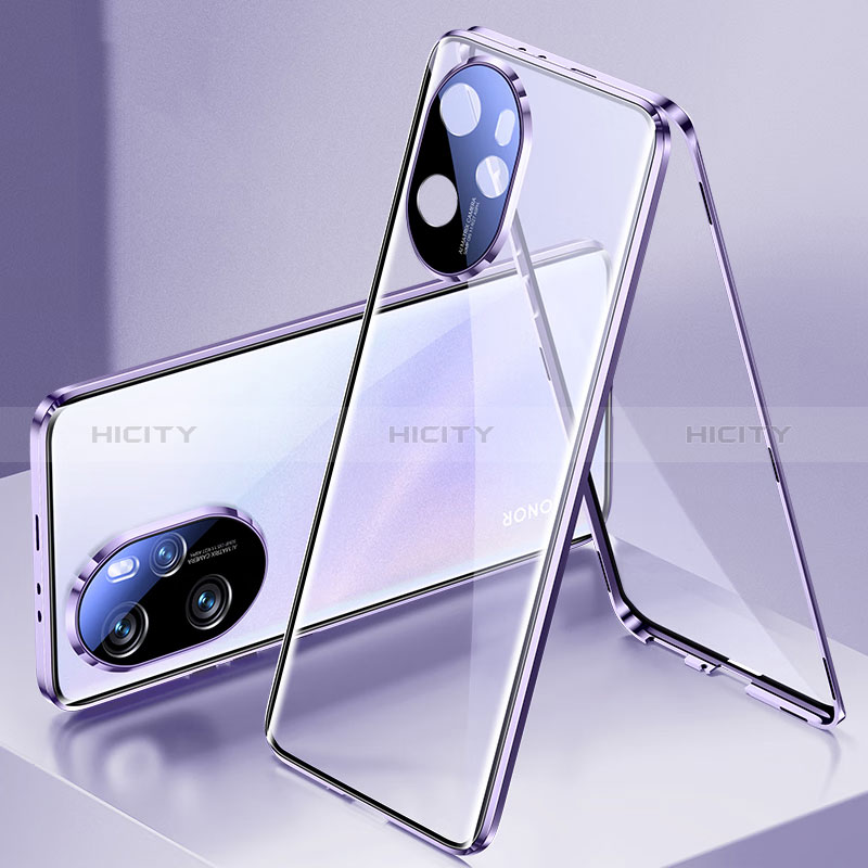Coque Rebord Bumper Luxe Aluminum Metal Miroir 360 Degres Housse Etui Aimant pour Huawei Honor 100 Pro 5G Plus