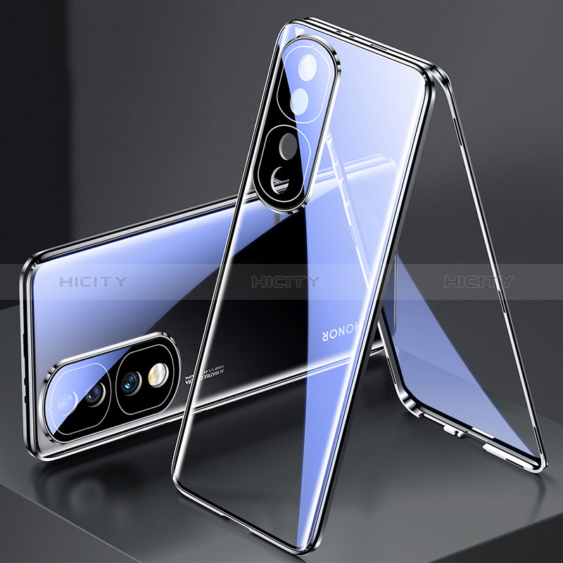 Coque Rebord Bumper Luxe Aluminum Metal Miroir 360 Degres Housse Etui Aimant pour Huawei Honor 70 Pro 5G Noir Plus