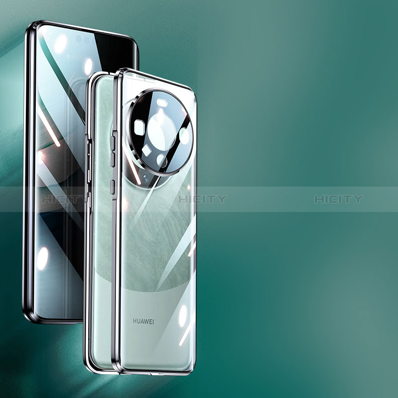 Coque Rebord Bumper Luxe Aluminum Metal Miroir 360 Degres Housse Etui Aimant pour Huawei Mate 60 Pro Plus