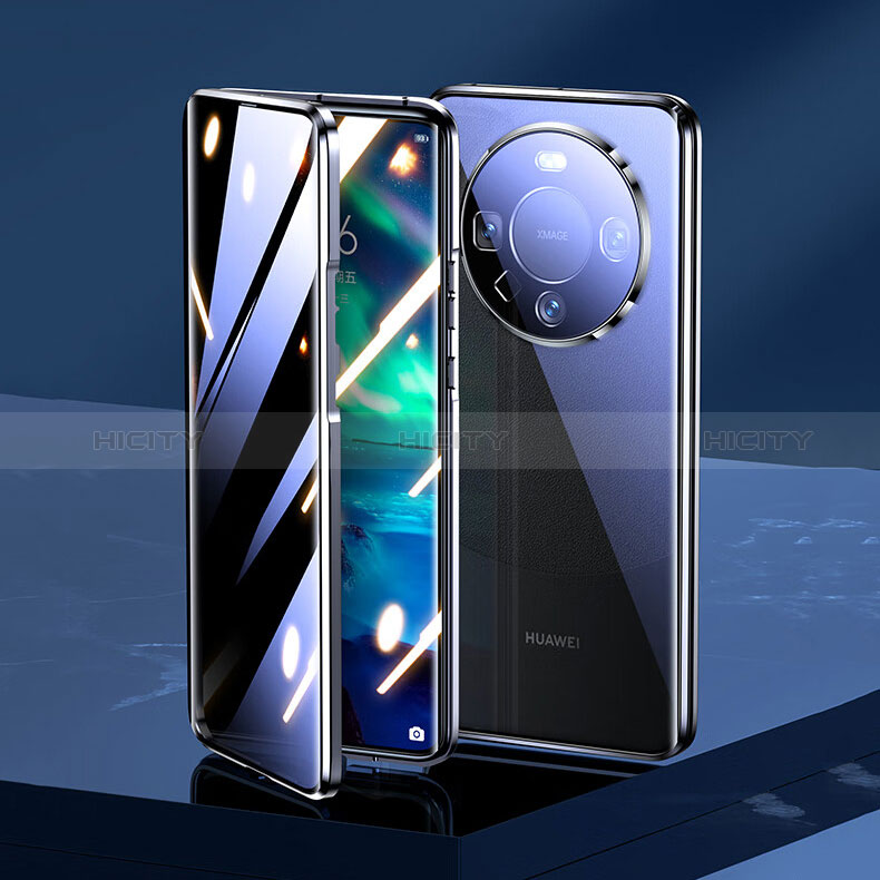 Coque Rebord Bumper Luxe Aluminum Metal Miroir 360 Degres Housse Etui Aimant pour Huawei Mate 60 Pro Plus