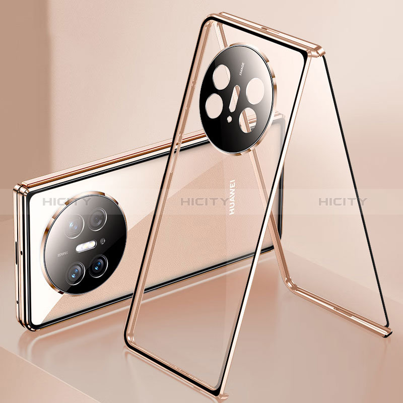 Coque Rebord Bumper Luxe Aluminum Metal Miroir 360 Degres Housse Etui Aimant pour Huawei Mate X3 Or Plus