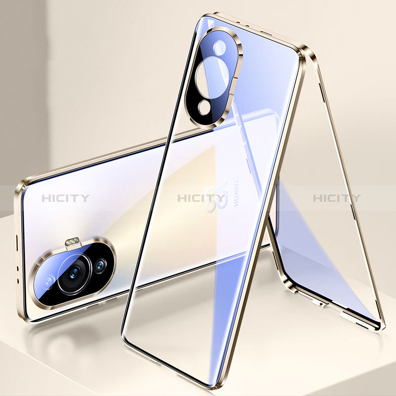 Coque Rebord Bumper Luxe Aluminum Metal Miroir 360 Degres Housse Etui Aimant pour Huawei Nova 11 Pro Plus