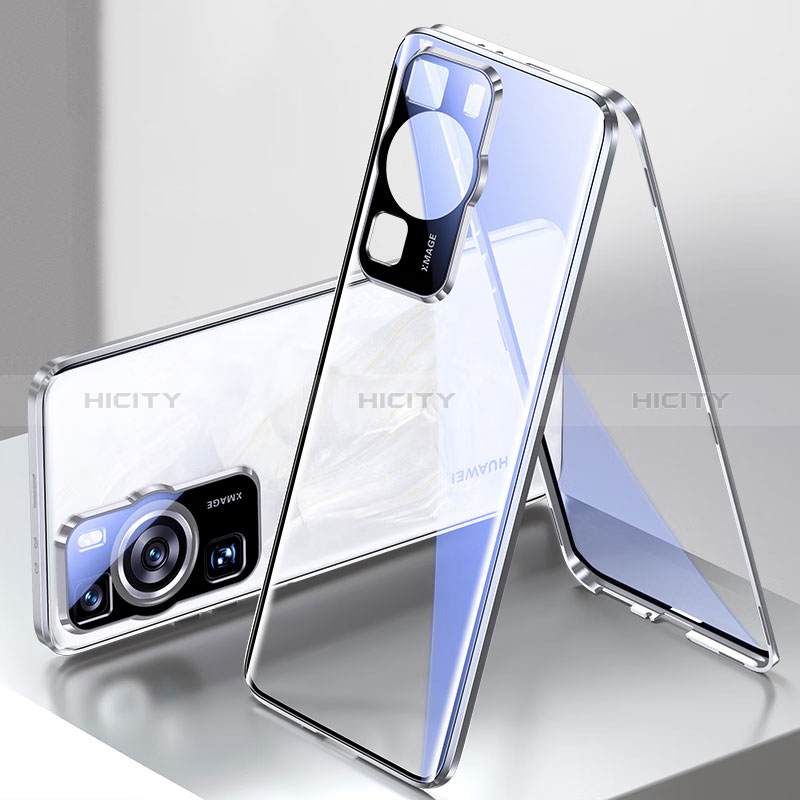 Coque Rebord Bumper Luxe Aluminum Metal Miroir 360 Degres Housse Etui Aimant pour Huawei P60 Plus