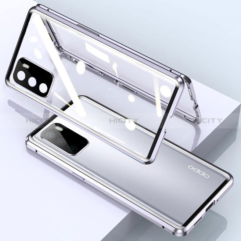 Coque Rebord Bumper Luxe Aluminum Metal Miroir 360 Degres Housse Etui Aimant pour Oppo A16 Plus