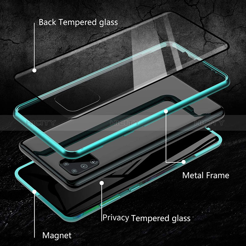Coque Rebord Bumper Luxe Aluminum Metal Miroir 360 Degres Housse Etui Aimant pour Samsung Galaxy M21 Plus