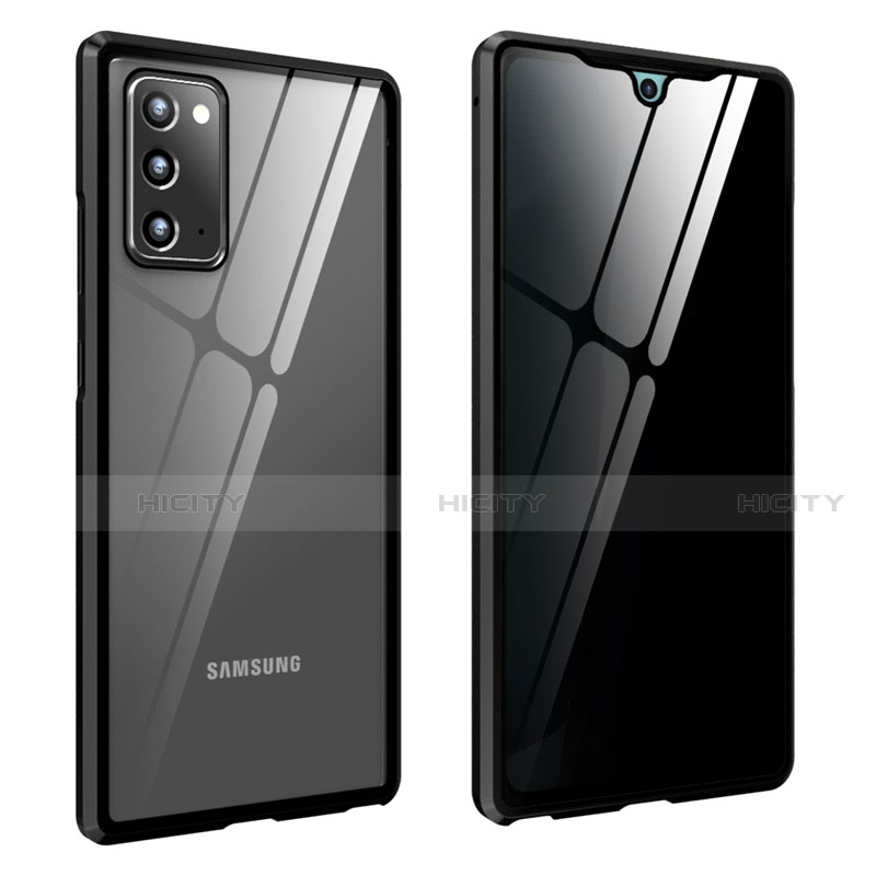 Coque Rebord Bumper Luxe Aluminum Metal Miroir 360 Degres Housse Etui Aimant pour Samsung Galaxy Note 20 5G Noir Plus