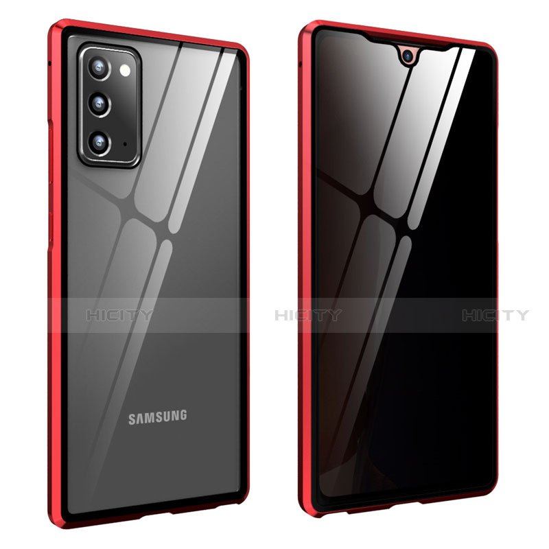 Coque Rebord Bumper Luxe Aluminum Metal Miroir 360 Degres Housse Etui Aimant pour Samsung Galaxy Note 20 5G Rouge Plus