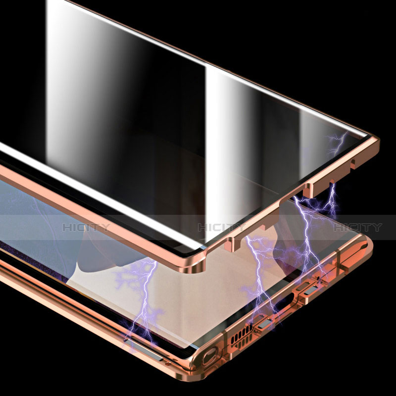 Coque Rebord Bumper Luxe Aluminum Metal Miroir 360 Degres Housse Etui Aimant pour Samsung Galaxy Note 20 Ultra 5G Plus
