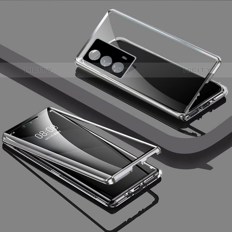 Coque Rebord Bumper Luxe Aluminum Metal Miroir 360 Degres Housse Etui Aimant pour Vivo iQOO Z5 5G Plus