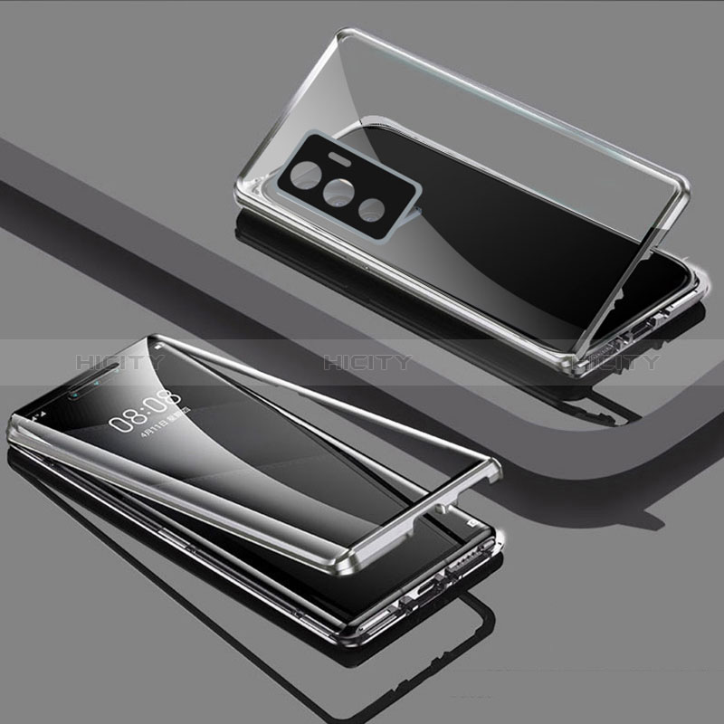 Coque Rebord Bumper Luxe Aluminum Metal Miroir 360 Degres Housse Etui Aimant pour Vivo Y75 4G Plus
