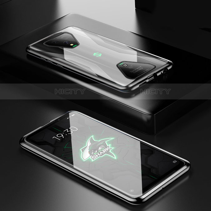 Coque Rebord Bumper Luxe Aluminum Metal Miroir 360 Degres Housse Etui Aimant pour Xiaomi Black Shark 3 Noir Plus