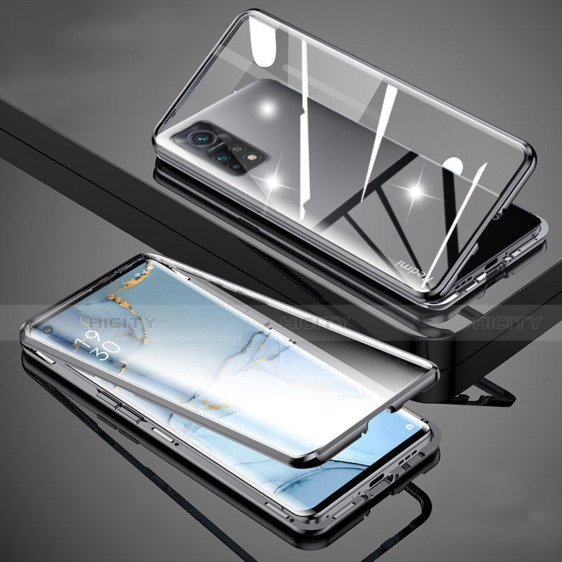 Coque Rebord Bumper Luxe Aluminum Metal Miroir 360 Degres Housse Etui Aimant pour Xiaomi Mi 10T 5G Noir Plus