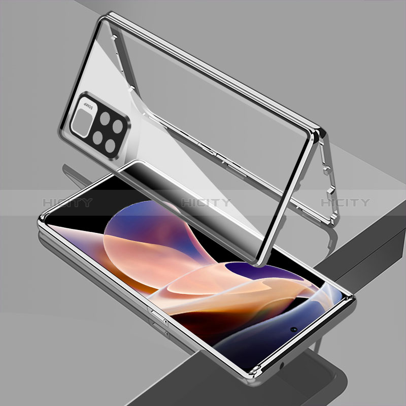 Coque Rebord Bumper Luxe Aluminum Metal Miroir 360 Degres Housse Etui Aimant pour Xiaomi Mi 11i 5G (2022) Argent Plus