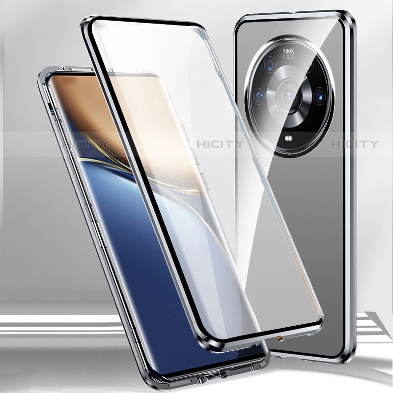 Coque Rebord Bumper Luxe Aluminum Metal Miroir 360 Degres Housse Etui Aimant pour Xiaomi Mi 12 Ultra 5G Argent Plus