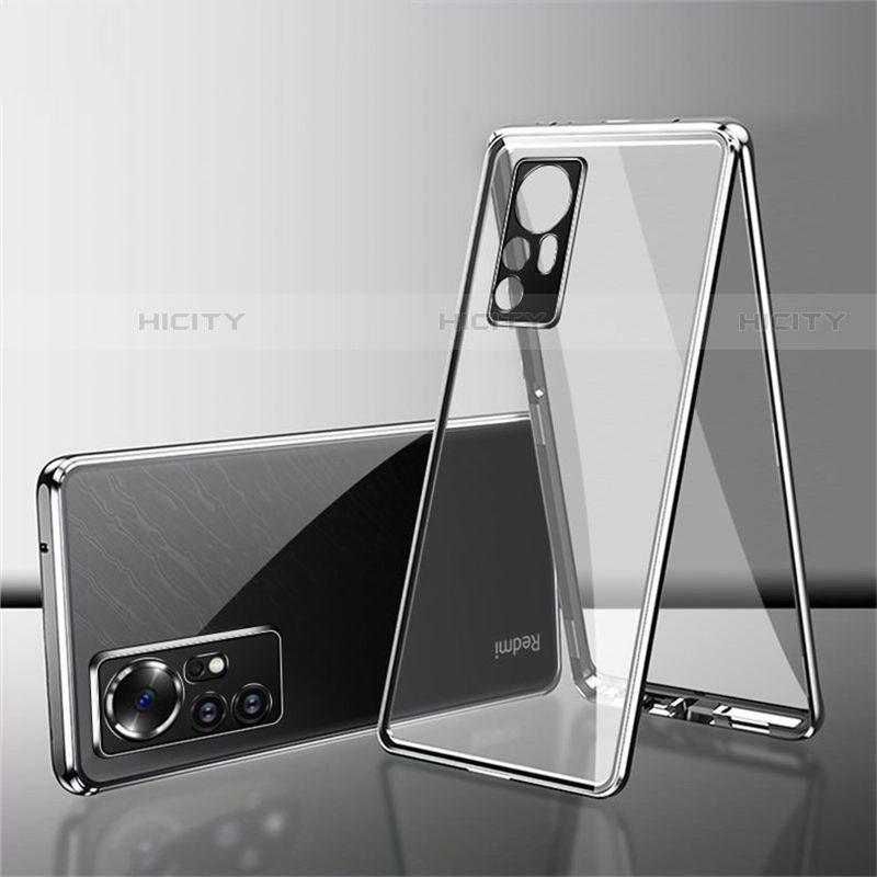 Coque Rebord Bumper Luxe Aluminum Metal Miroir 360 Degres Housse Etui Aimant pour Xiaomi Mi 12S 5G Argent Plus