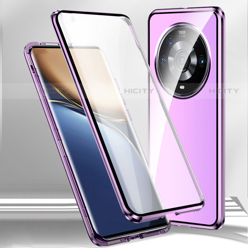Coque Rebord Bumper Luxe Aluminum Metal Miroir 360 Degres Housse Etui Aimant pour Xiaomi Mi 12S Ultra 5G Violet Plus
