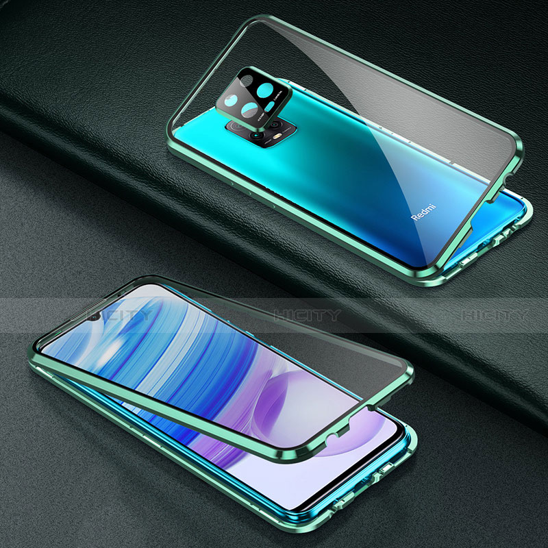 Coque Rebord Bumper Luxe Aluminum Metal Miroir 360 Degres Housse Etui Aimant pour Xiaomi Redmi 10X 5G Vert Plus