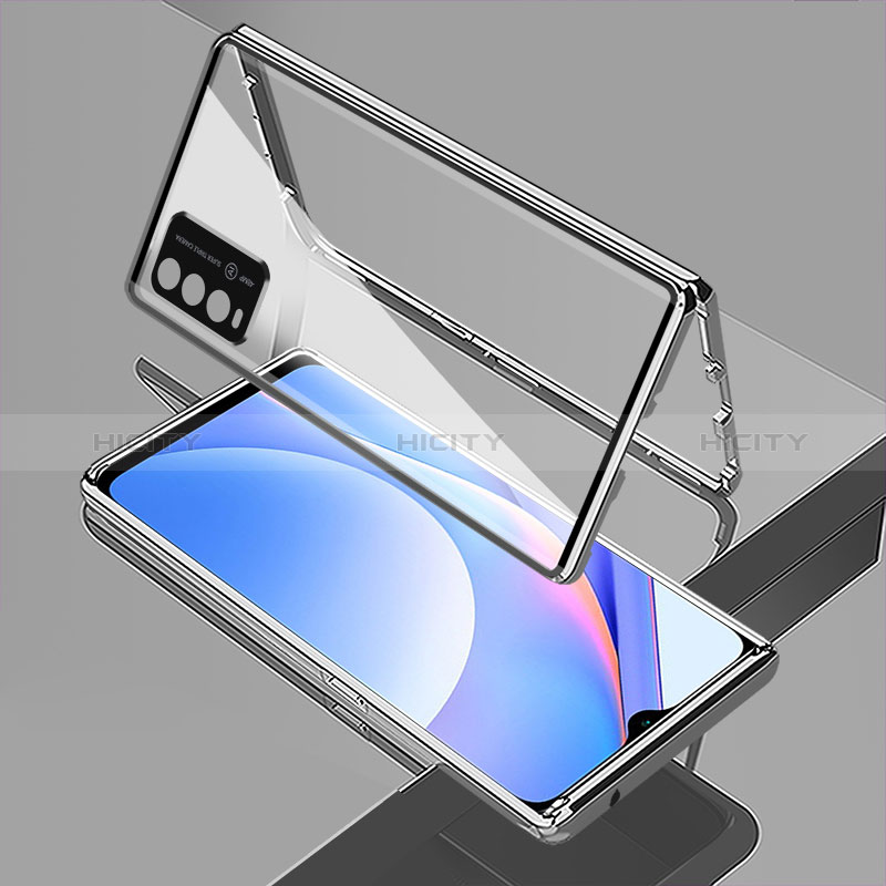 Coque Rebord Bumper Luxe Aluminum Metal Miroir 360 Degres Housse Etui Aimant pour Xiaomi Redmi 9T 4G Plus