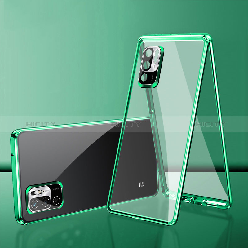 Coque Rebord Bumper Luxe Aluminum Metal Miroir 360 Degres Housse Etui Aimant pour Xiaomi Redmi Note 10 5G Plus