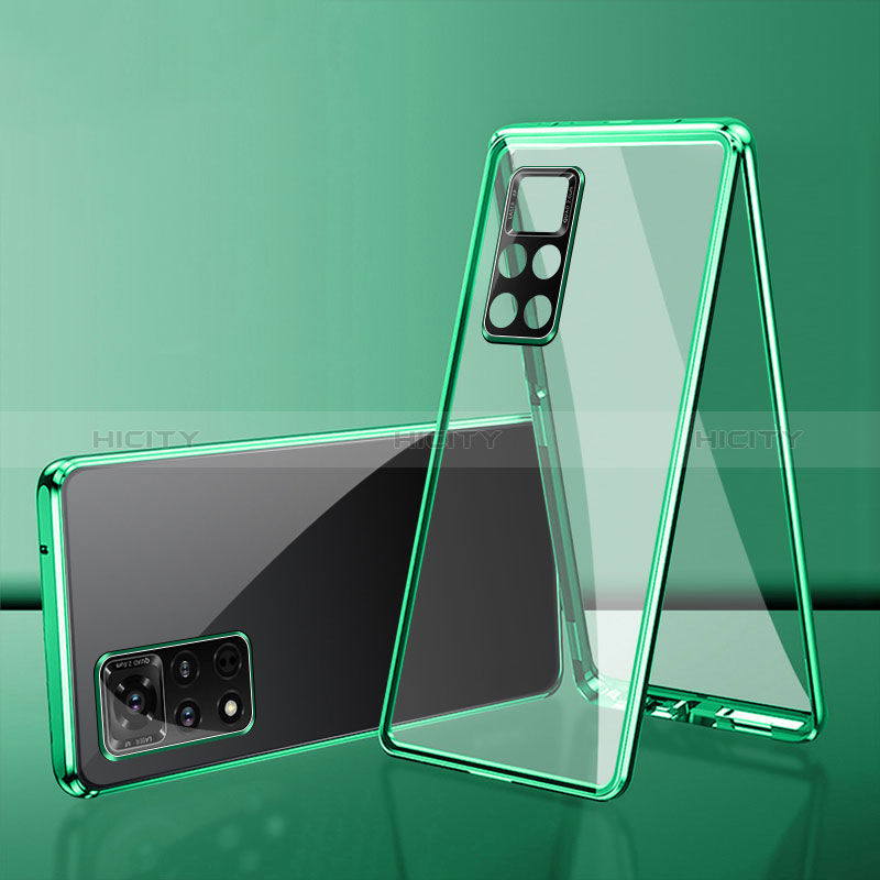 Coque Rebord Bumper Luxe Aluminum Metal Miroir 360 Degres Housse Etui Aimant pour Xiaomi Redmi Note 11 4G (2022) Vert Plus